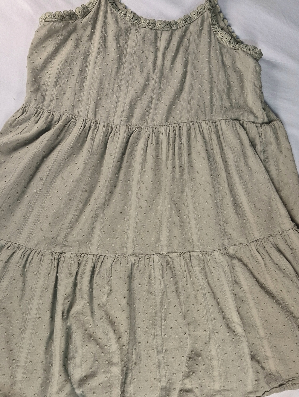 Blu Pepper Sage Green Tiered Swiss Dot Sundress